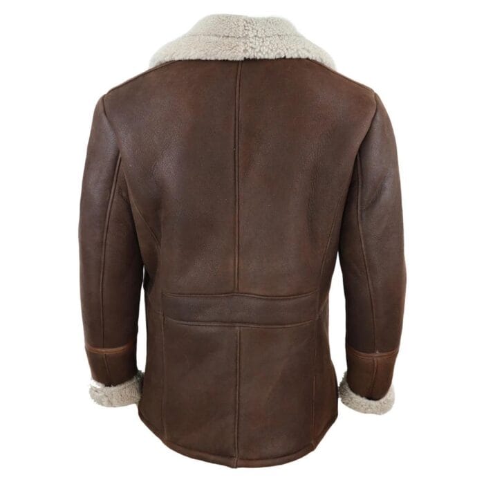 Mens Real Sheepskin Coat Button Vintage German WW2 Captain Marine Jacket - Knighthood Store