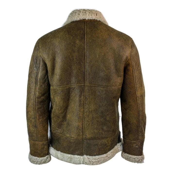 Mens Vintage Antique Sherling Sheepskin Cream Fur Air Force Pilot RAF Jacket - Knighthood Store