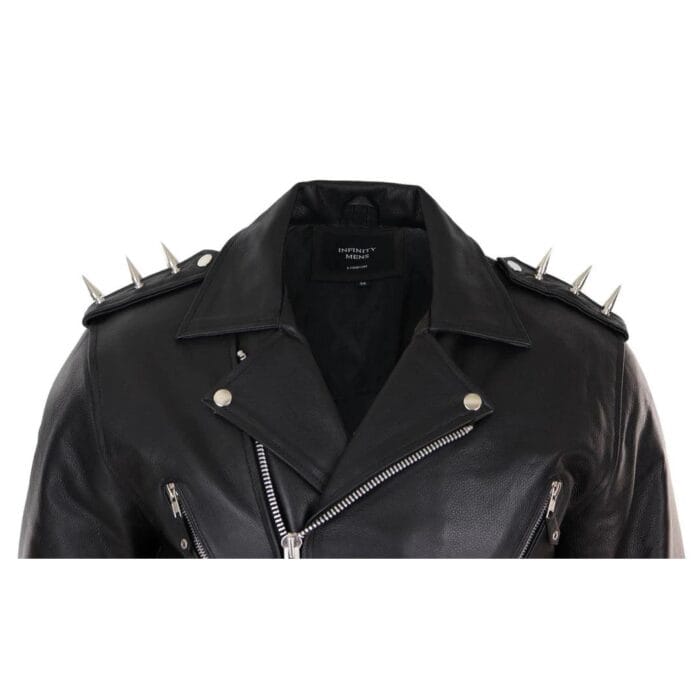 Mens Spike Hide Original Cross Zip Brando Biker Motorcycle Real Leather Jacket - Knighthood Store