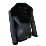 Womens Shearling Sheepskin Flying Jacket Soft Brown Wool & Sealed Leather Outer - Knighthood Store