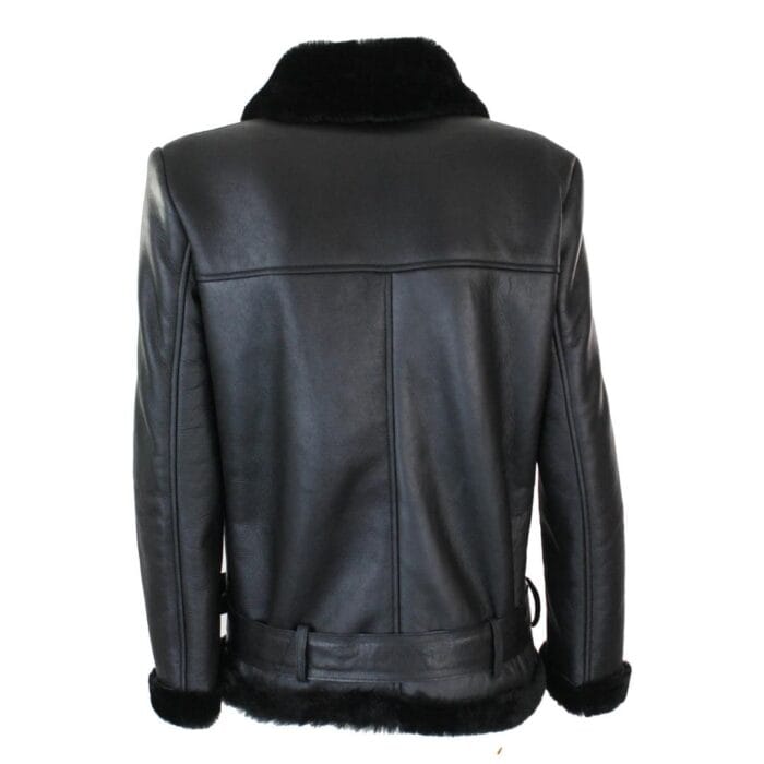 Womens Shearling Sheepskin Flying Jacket Soft Brown Wool & Sealed Leather Outer - Knighthood Store