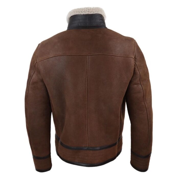 Mens Real Sherling Sheepskin Zip Pilot Flying Jacket Retro Vintage WW2 Tailored - Knighthood Store