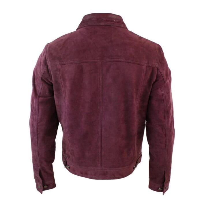 Mens Vintage Short Denim Style Retro Real Suede Leather Jean Jacket Casual - Knighthood Store