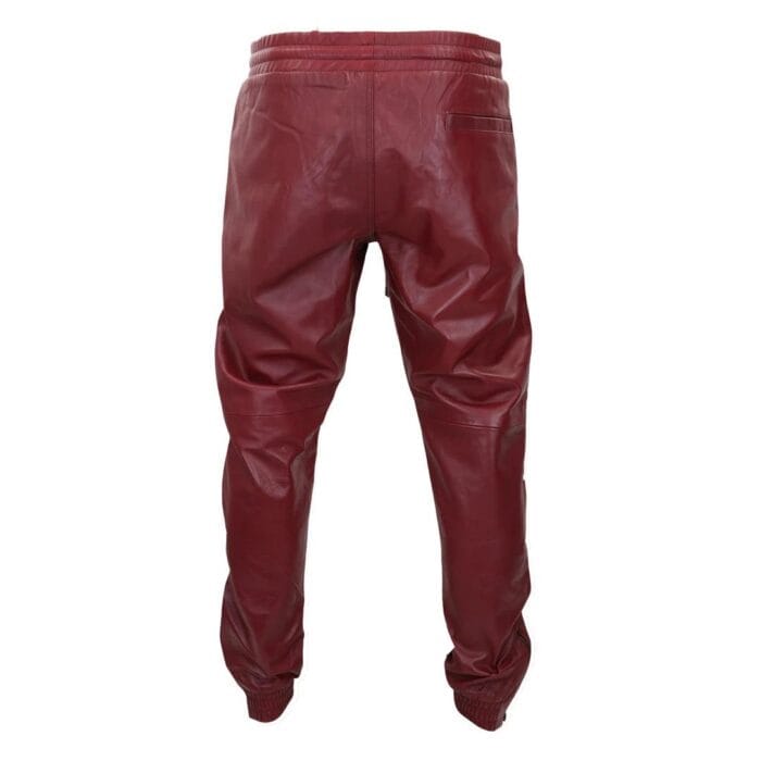 Mens Real Leather Jogger Jeans Trousers Elasticated Casual - Knighthood Store