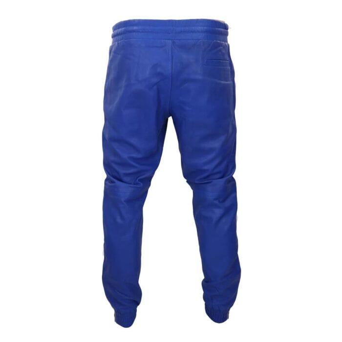 Mens Real Leather Jogger Jeans Trousers Elasticated Casual - Knighthood Store