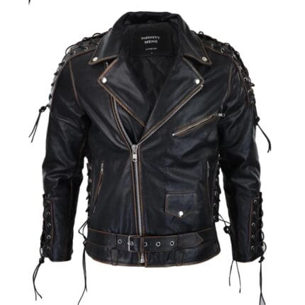 Mens Live To Ride Cow Hide Real Leather Jacket Original Cross Zip Brando Biker Motorcycle - Knighthood Store