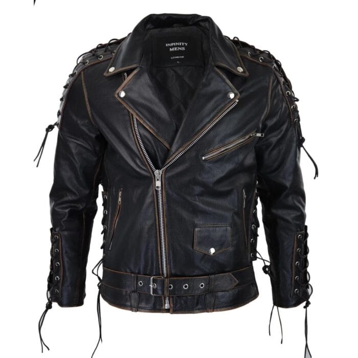 Mens Live To Ride Cow Hide Real Leather Jacket Original Cross Zip Brando Biker Motorcycle - Knighthood Store