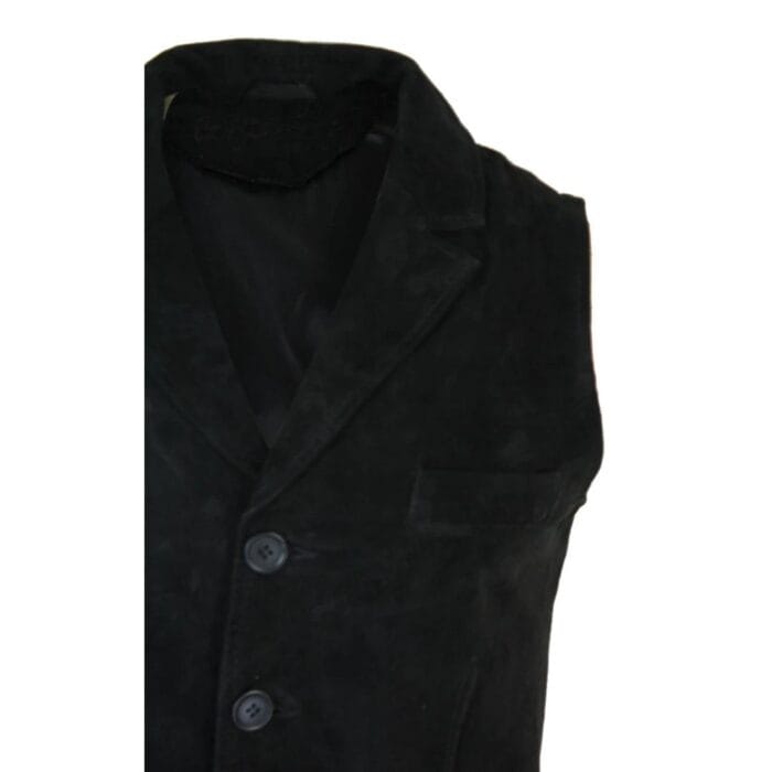 Mens Real Suede Leather Tan Brown Black Smart Casual Gilet Waistcoat Vintage Retro - Knighthood Store