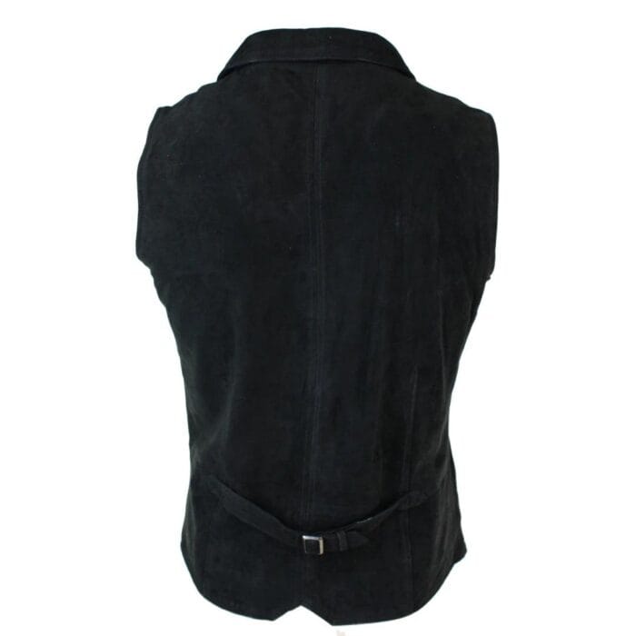 Mens Real Suede Leather Tan Brown Black Smart Casual Gilet Waistcoat Vintage Retro - Knighthood Store