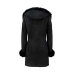 Ladies 3/4 Genuine Sheepskin Coat Black Soft Suede Outer Fitted Merino - Knighthood Store