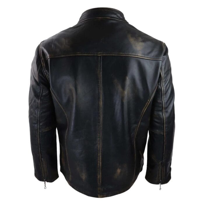 Mens Classic Nehru Real Leather Jacket Black Brown Vintage Zipped Classic - Knighthood Store