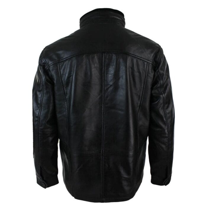 Mens Slim Fit Real Leather Safari Military Army Hunting Jacket Black Brown - Knighthood Store