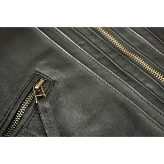 Ladies Biker Jacket Vintage Real Leather Zipped Fit Nehru Collar Japanese Style - Knighthood Store