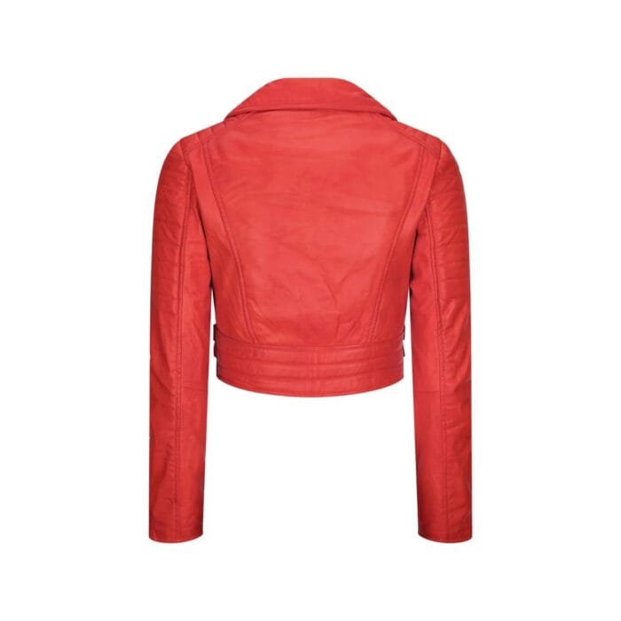Womens Short Real Leather Jacket Cross Zip Biker Slim Fit Brando Soft Classic - Knighthood Store