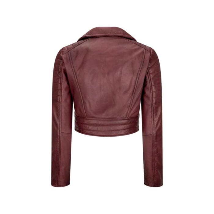 Womens Short Real Leather Jacket Cross Zip Biker Slim Fit Brando Soft Classic - Knighthood Store
