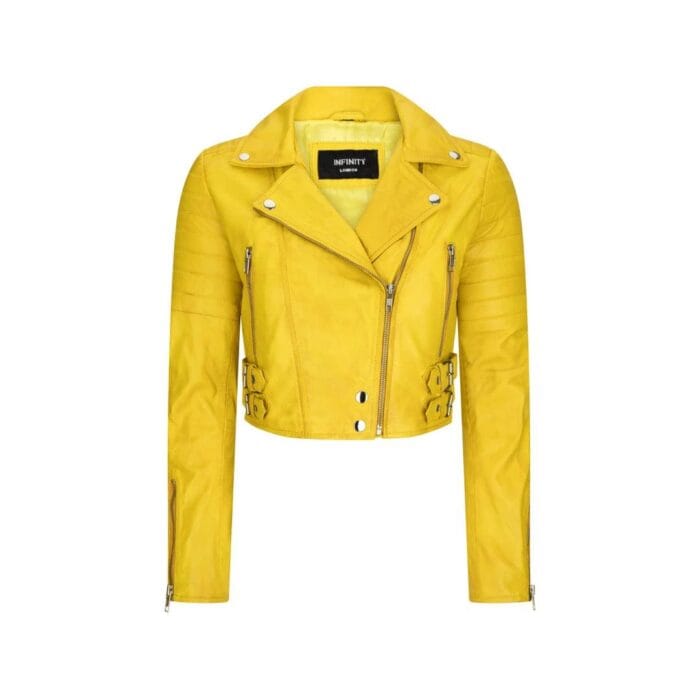 Womens Short Real Leather Jacket Cross Zip Biker Slim Fit Brando Soft Classic - Knighthood Store
