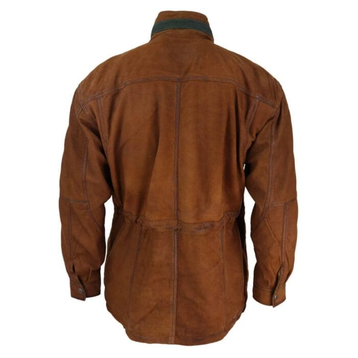 Mens Suede Genuine Safari Jacket Hunting Duffle Parka 3/4 Coat Classic Leather - Knighthood Store