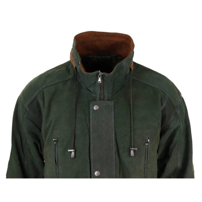Mens Suede Genuine Safari Jacket Hunting Duffle Parka 3/4 Coat Classic Leather - Knighthood Store