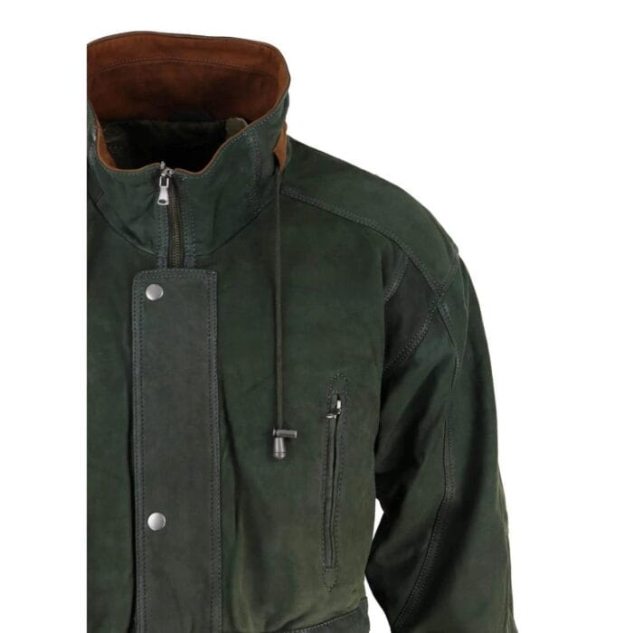 Mens Suede Genuine Safari Jacket Hunting Duffle Parka 3/4 Coat Classic Leather - Knighthood Store