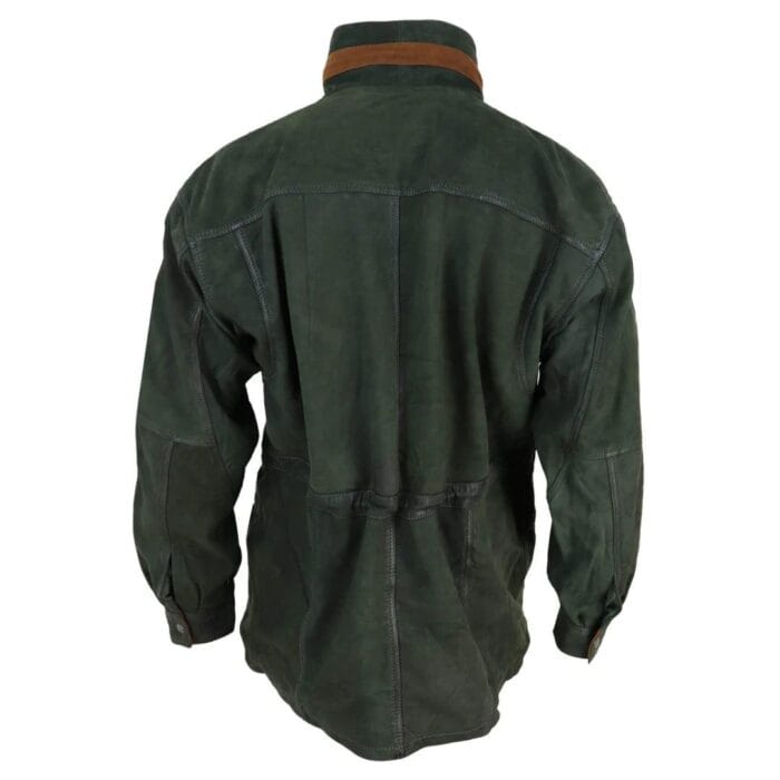Mens Suede Genuine Safari Jacket Hunting Duffle Parka 3/4 Coat Classic Leather - Knighthood Store