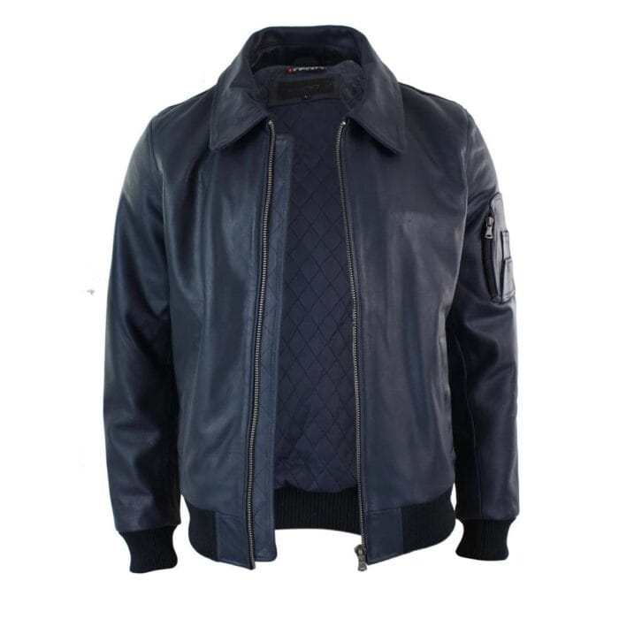 Mens Genuine Real Leather Harrington Bomber MA1 Classic Pilot MOD Jacket - Knighthood Store