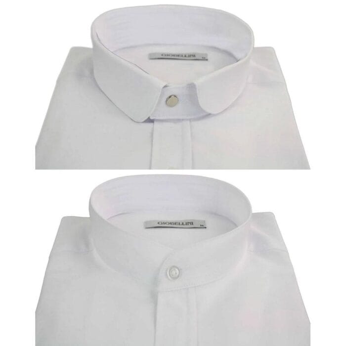 Mens Retro 1920s Shirt Vintage Classic Removable Collar Stripe Grandad Nehru Shelby Penny Button - Knighthood Store