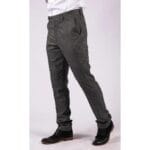 Mens Black Tweed Trousers Check Vintage 1920s Gatsby Blinders Tailored Fit Grey Blue - Knighthood Store