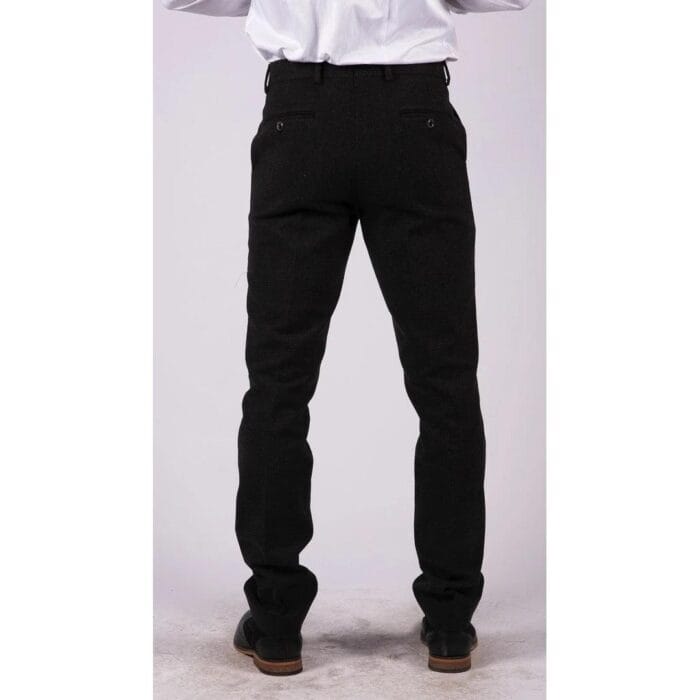Mens Black Tweed Trousers Check Vintage 1920s Gatsby Blinders Tailored Fit Grey Blue - Knighthood Store