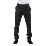 Mens Black Tweed Trousers Check Vintage 1920s Gatsby Blinders Tailored Fit Grey Blue - Knighthood Store