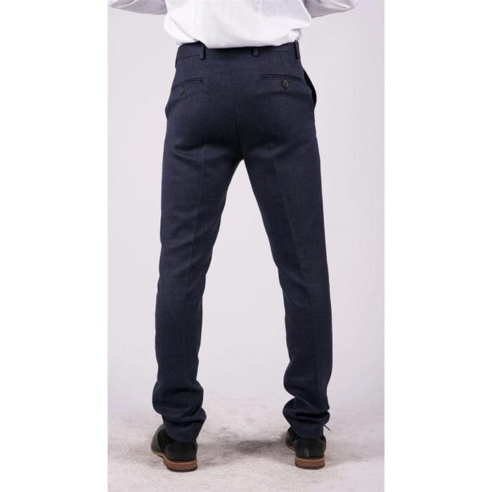 Mens Black Tweed Trousers Check Vintage 1920s Gatsby Blinders Tailored Fit Grey Blue - Knighthood Store