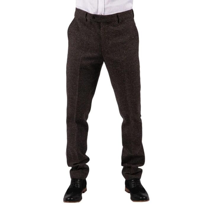Mens Black Tweed Trousers Check Vintage 1920s Gatsby Blinders Tailored Fit Grey Blue - Knighthood Store