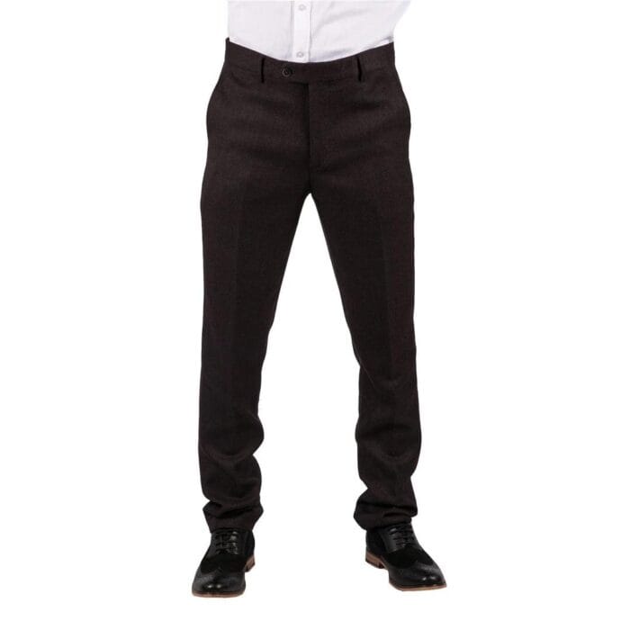 Mens Black Tweed Trousers Check Vintage 1920s Gatsby Blinders Tailored Fit Grey Blue - Knighthood Store