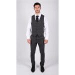 Mens Classic Waistcoat Prince Of Wales Check Dark Grey Slim Fit Vintage Wedding - Knighthood Store