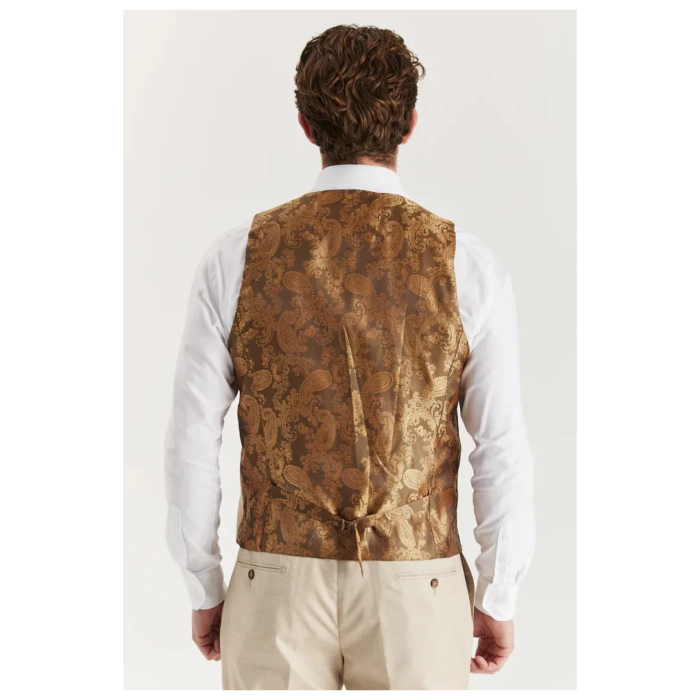 Belmont - Men's Beige Tailored Fit Waistcoat - Image 2