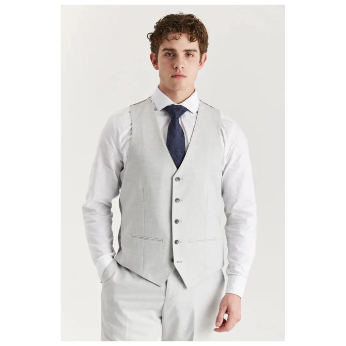 Belmont - Men's Silver Tailored Fit Waistcoat - Image 1