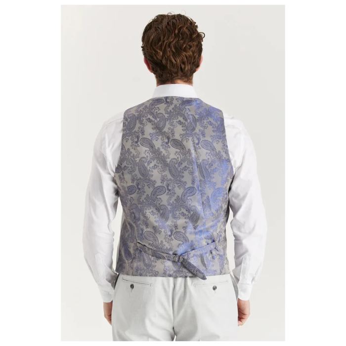 Belmont - Men's Silver Tailored Fit Waistcoat - Image 2