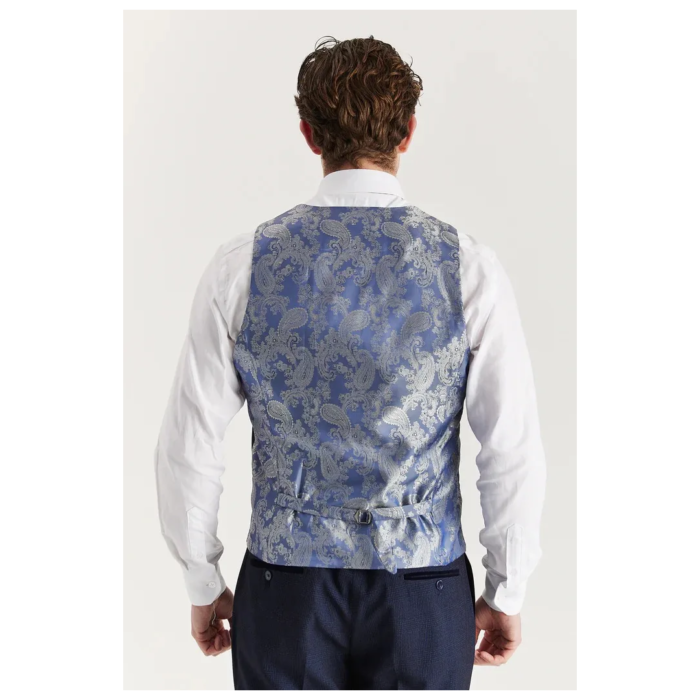 Regent - Men's Navy Plaid Check Waistcoat - Image 2