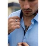 Mens Button Down Cuff Shirt Smart Casual Formal Slim Fit Cotton Long Sleeve - Knighthood Store