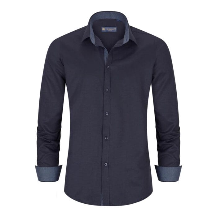 Mens Button Down Cuff Shirt Smart Casual Formal Slim Fit Cotton Long Sleeve - Knighthood Store