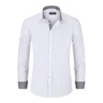 Mens Button Down Cuff Shirt Smart Casual Formal Slim Fit Cotton Long Sleeve - Knighthood Store
