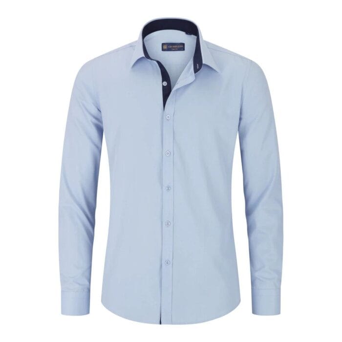 Mens Button Down Cuff Shirt Smart Casual Formal Slim Fit Cotton Long Sleeve - Knighthood Store