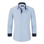 Mens Button Down Cuff Shirt Smart Casual Formal Slim Fit Cotton Long Sleeve - Knighthood Store