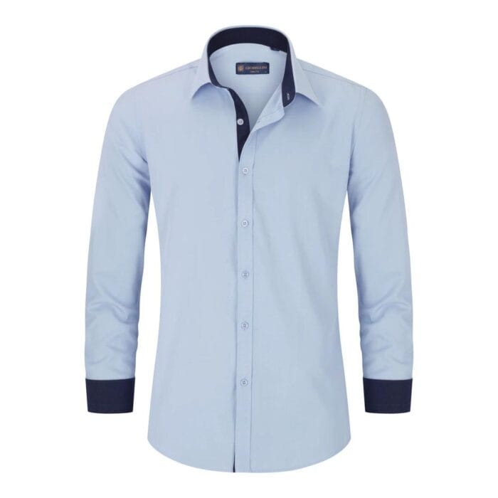Mens Button Down Cuff Shirt Smart Casual Formal Slim Fit Cotton Long Sleeve - Knighthood Store