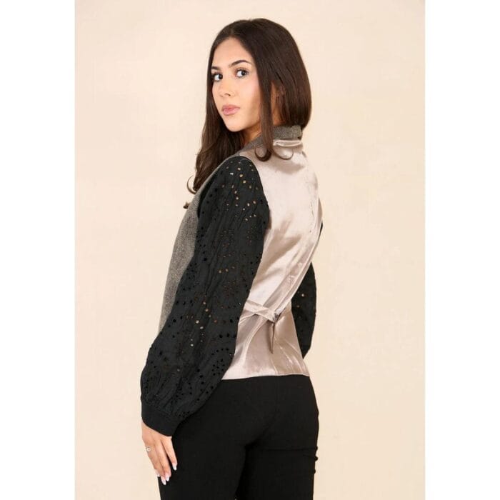 Womens Herringbone Tweed Waistcoat Blazer Oak Brown Classic Vintage Shooting Jacket - Knighthood Store