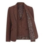 Ladies Tweed Suit Blazer Trousers Waistcoat Herringbone Wool Vintage Rust Brown - Knighthood Store