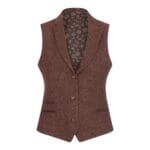 Ladies Tweed Suit Blazer Trousers Waistcoat Herringbone Wool Vintage Rust Brown - Knighthood Store
