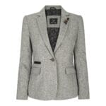 Womens Tweed Grey Black Blazer Jacket Waistcoat Elow Patch Classic Peaky 1920s - Knighthood Store
