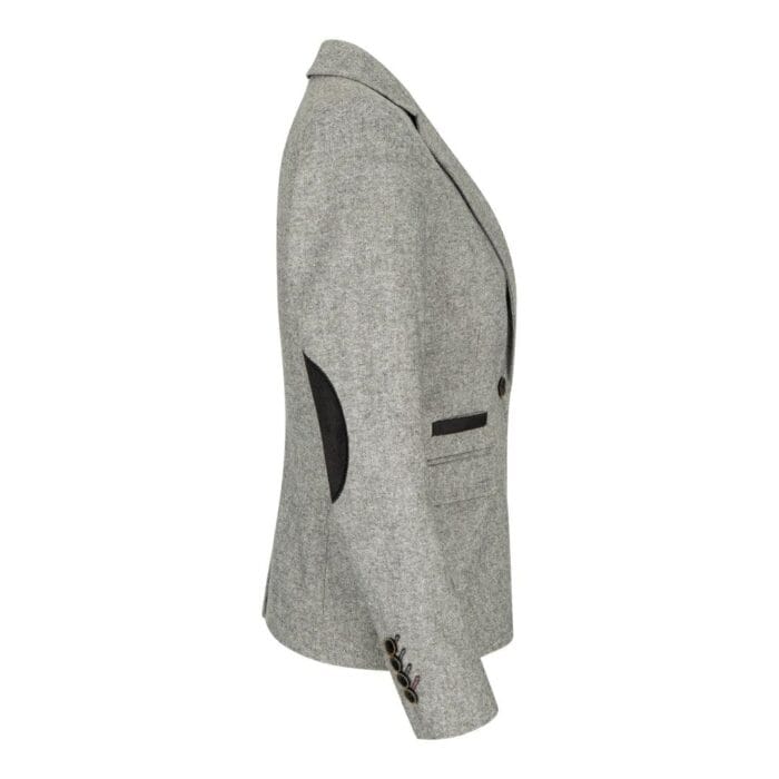 Womens Tweed Grey Black Blazer Jacket Waistcoat Elow Patch Classic Peaky 1920s - Knighthood Store
