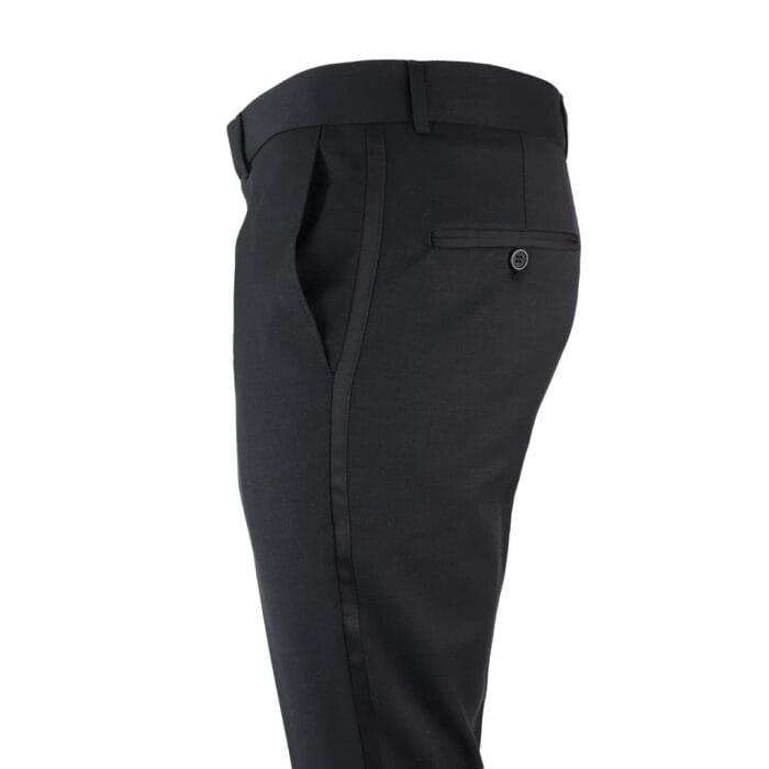 Mens Black Tuxedo Trousers Wedding Prom Stripe Satin Stripe Trouser Tux Classic - Knighthood Store