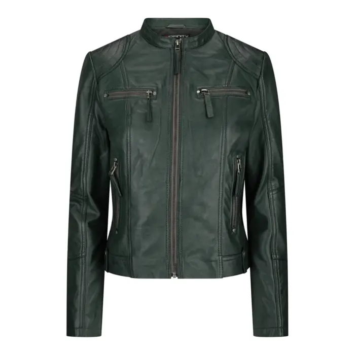 New Ladies Womens Real Leather Slim Fit Soft Zip Biker Style Jacket - Image 21